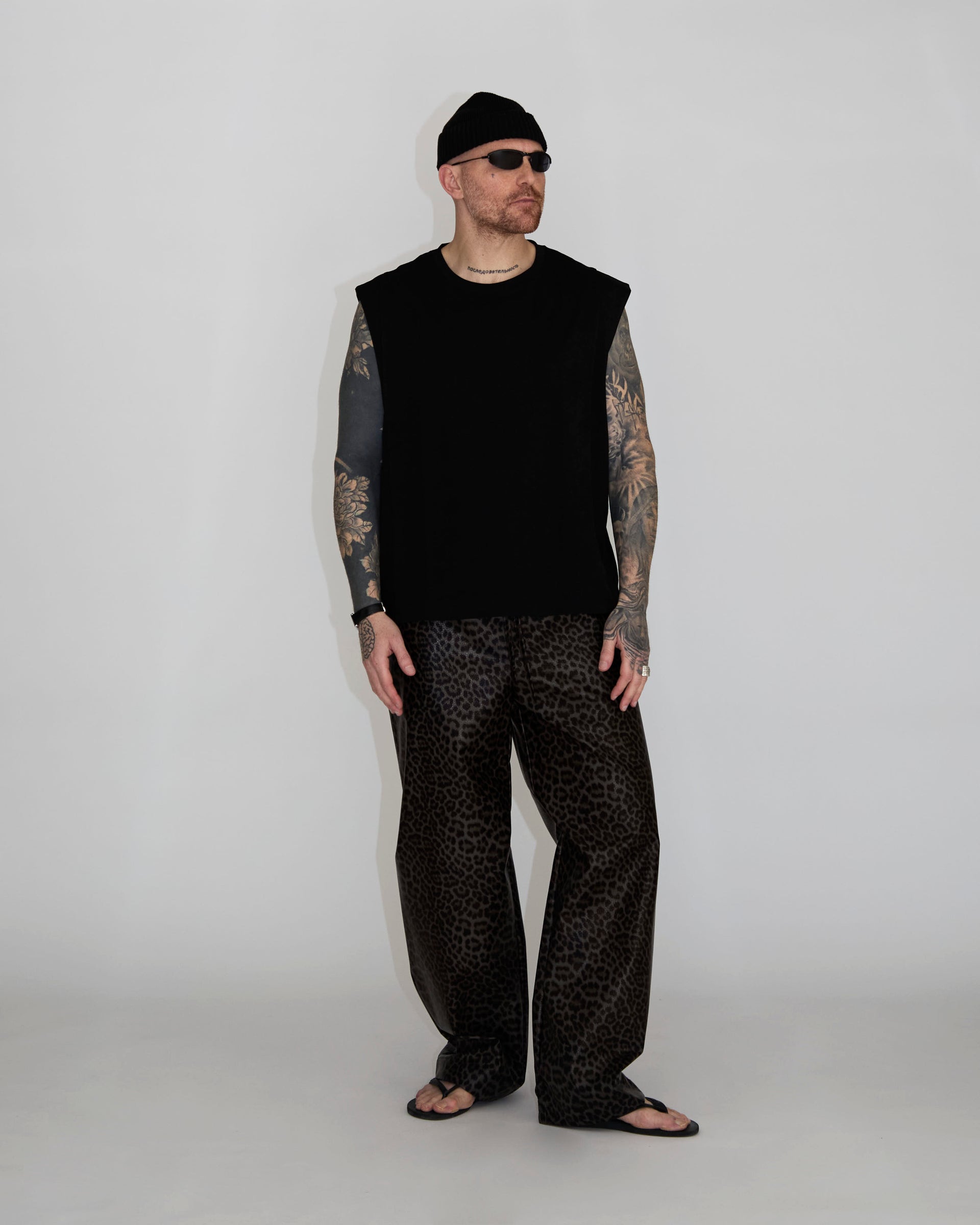 PANTALONE EFFETTO PELLE MACULATO